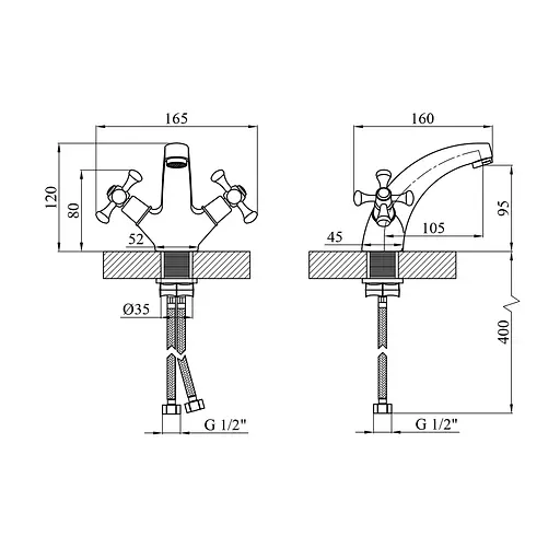 Змішувач для раковини Kroner KRM Rhein - C010 (CV018074) - фото 7