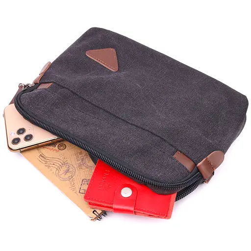 Комфортная мужская барсетка текстильная Vintage 24х16х3 см sum0021445 - фото 6