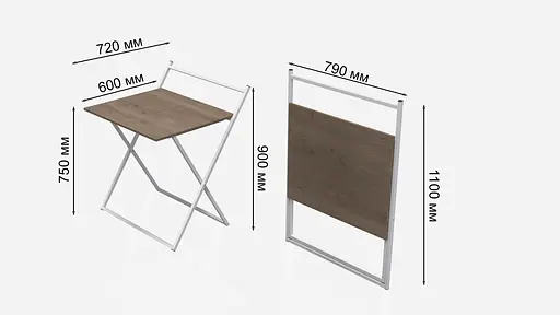 Стол трансформер Компакт 3 750x790x720 Белый металл ДСП Дуб Сонома Трюфель 16 мм FRD-104687 - фото 6