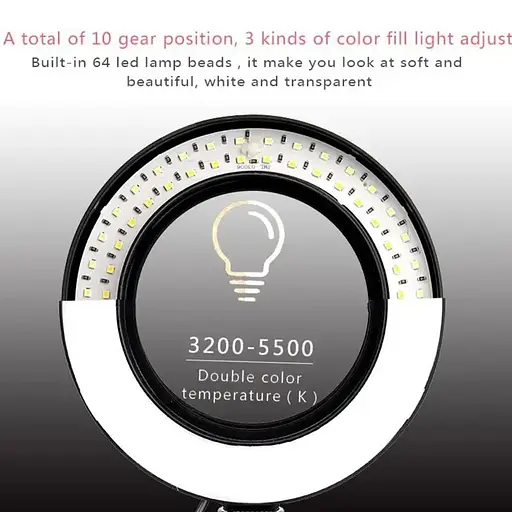 Селфи кольцо светодиодное Selfie ring light на штативе с держателем для телефона 26 см - фото 6