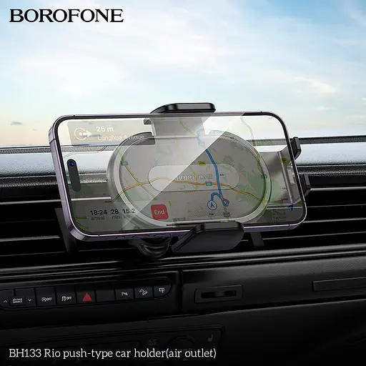 Автотримач для телефона BOROFONE BH133 Rio push-type car holder (air outlet) Black - фото 8