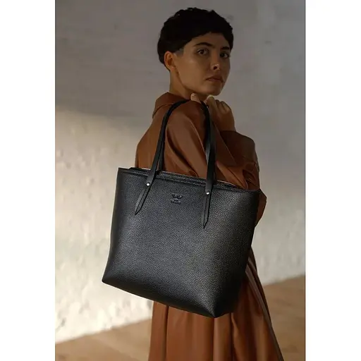 Шкіряний шоппер Walker Mini чорний флотар - фото 1