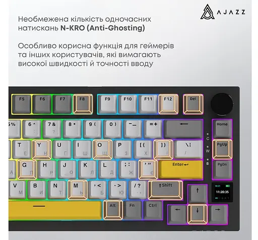 Клавиатура игровая механическая беспроводная Ajazz AK-820B PRO Black RGB Flying Fish Switch Hot-Swap 2.4G/Bluetooth/USB - фото 12