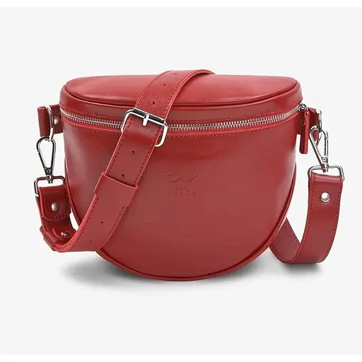 Шкіряна сумка поясна-кроссбоді Vacation червона краст - фото 1
