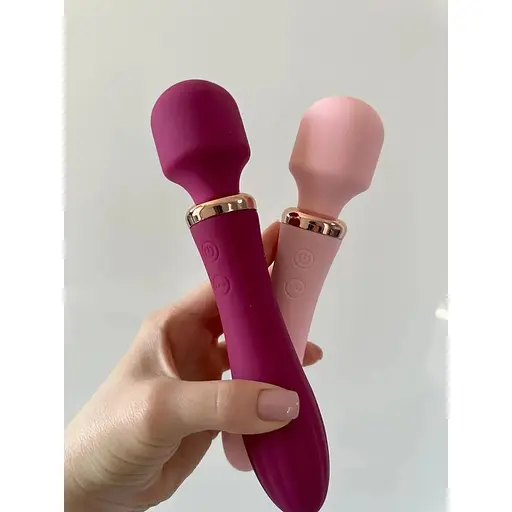 Член мікрофона з підігрівом, двосторонній жіночий член для секс рожевий, бордовий - фото 5