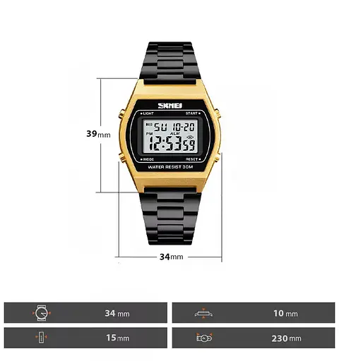 Наручний електронний ретро годинник Skmei 1328 Золотистий - фото 4