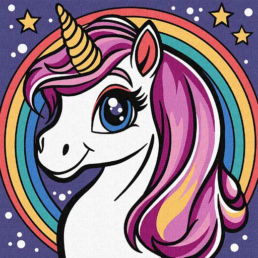 Набір для розпису по номерах для дітей 5+ Райдужна єдиноріжка, Ideyka, 25x25 см, КНО6293