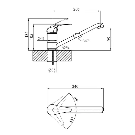 Змішувач для кухні Agua Leon-C030 (CV012078) - фото 5