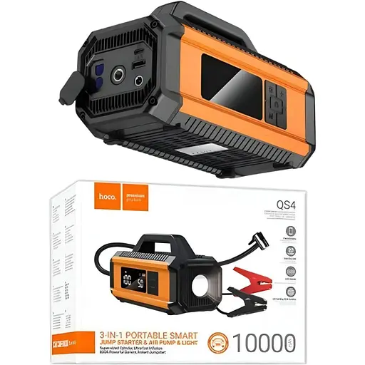 Повербанк Hoco QS4 з LED дисплеєм, 2 ліхтарями, 800А, чорний - фото 3