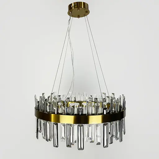 Підвісна кільцева люстра із кришталем у латунному корпусі Ø 60 см | Арт. MJ 210-600 AB | Line F - фото 8