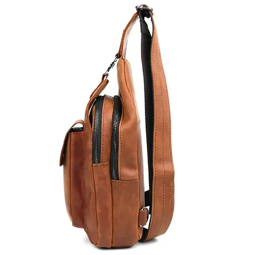 Модный рюкзак слинг на одну шлейку коньячный TARWA 17х7х33.5 см sum0028452 - фото 3
