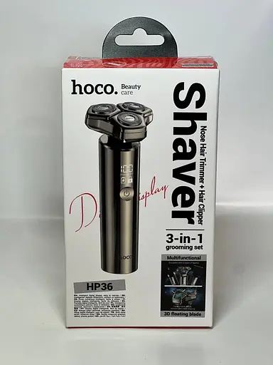 Чоловічий акумуляторний триммер 3 в 1 Hoco HP36 для бороди вусів носа і тіла 5Вт машинка для стрижки 600мАч Сірий - фото 5