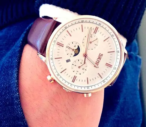 Мужские классичесие часы Skmei 9117 White Gold - фото 6