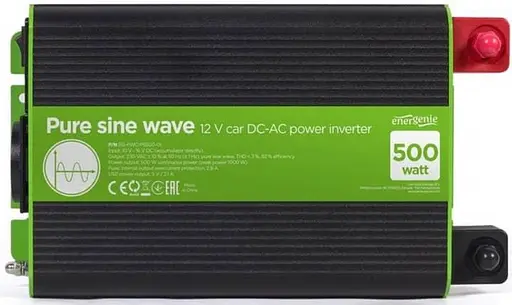 Інвертор EnerGenie 12V/230V 500W (1000W peak power) чиста синусоїда 500 Вт (EG-PWC-PS500-01) - фото 3