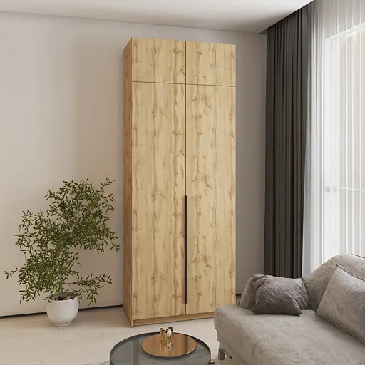 Шафа 2-дверна з антресоллю MebelStar Оскар ДСП BL-B, комплект полиць 100x52x260 см Дуб тахо (MBS-4848) - фото 1