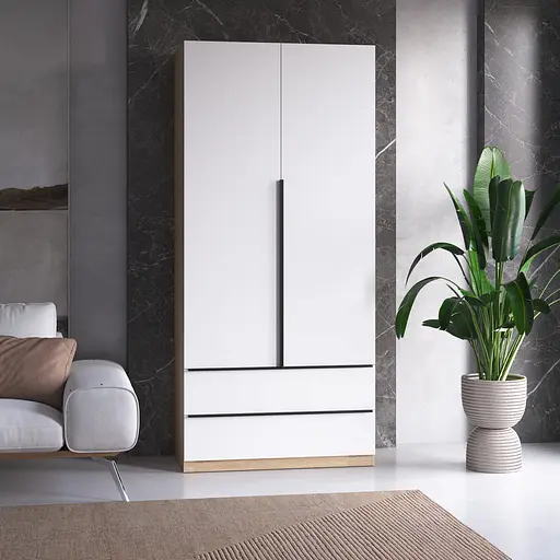 Шкаф для одежды Vays M-30, 2 ящика, со штангой и полками, ЛДСП, 100×50×220 см - для спальни, гостиной, прихожей - фото 10