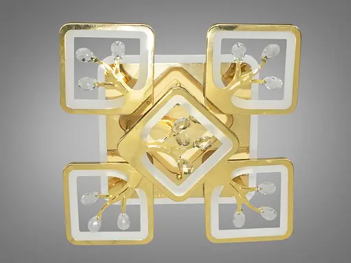 Лед люстра з пультом, диммером і LED підсвічуванням, 90W, золото - фото 4