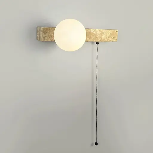 Бра праве з травертиновим корпусом та білим плафоном 30х18 см Line F Арт. STW002/1 R (правий) - фото 2