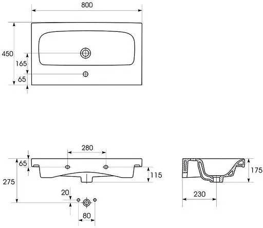 Тумба для ванної кімнати Cersanit CET В14 з умивальником Moduo 80 см Білий UN509-052 30412 - фото 6