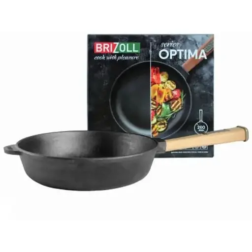 Уценка. Cковорода Brizoll Optima чугунная с ручкой 26х6 см (O2660-P) - фото 3
