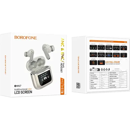 Бездротові навушники Borofone BW67 Gorgeous true wireless ANC+ENC noise reduction touch screen BT headset Champagne Gold - фото 6