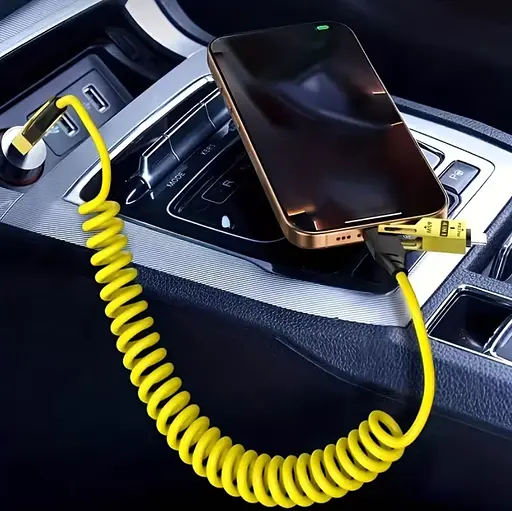 Кабель Ronpin 4-в-1 65W спиральный для быстрой зарядки USB Type-C Lightning Micro-USB - фото 2