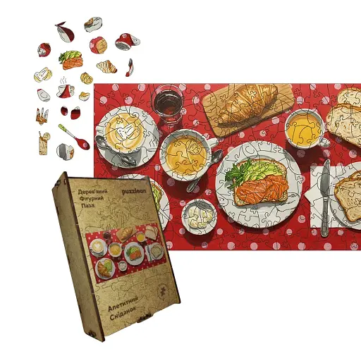 Деревянный пазл Аппетитный Завтрак, А2, Картонная коробка 300+ элементов