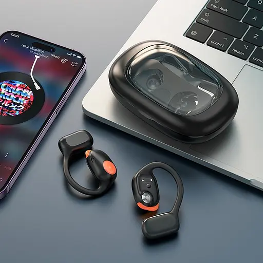 Беспроводные TWS наушники Hoco EA1, открытые, BT5.3, 90mAh, 500mAh, 10h, black - фото 5