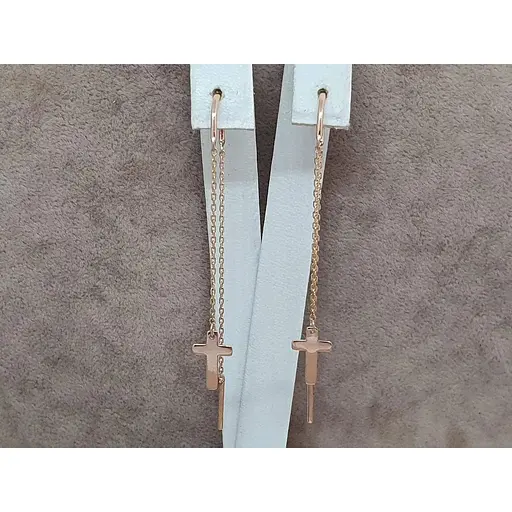 Золоті сережки-протяжки Платон Хрестики. 1С369/00Б - фото 4