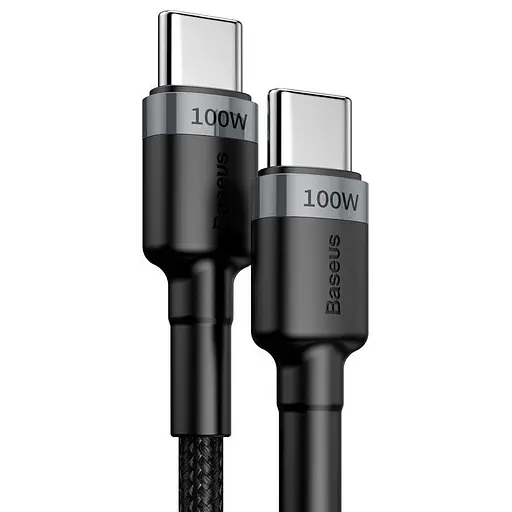 Дата кабель Baseus Cafule Type-C to Type-C PD2.0 100W (2m) (CATKLF-AL) Gray / Black - фото 4