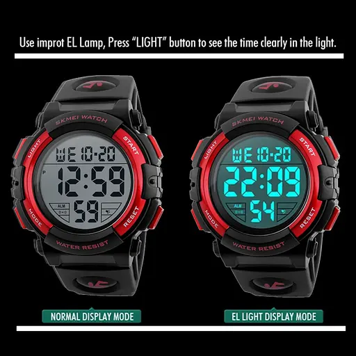 Чоловічий спортивний наручний годинник Skmei 1258 Червоний - фото 9