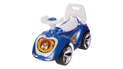 Машинка-каталка Лапка в.2, музыкальная, синяя, 6 колец, Орион, 69x28x42 см