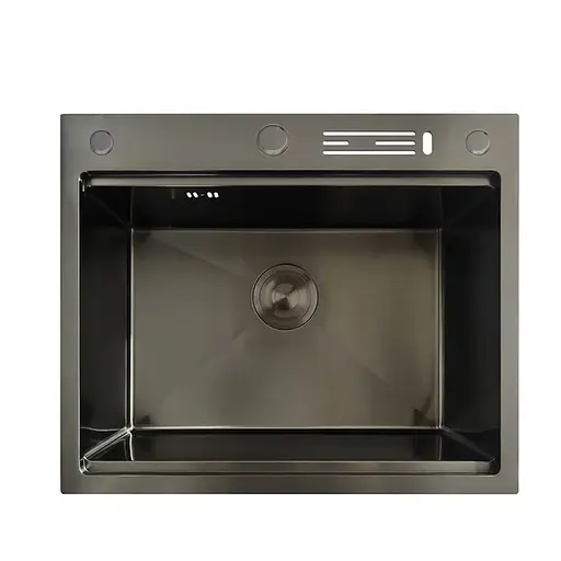 Кухонная мойка Mixxus MH6050-SK Nano-Black со ступенькой для сушки MX1942, Графит - фото 1