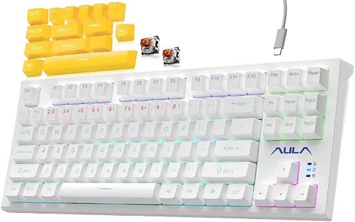 Клавиатура Aula F3032 Dark Yellow keys RGB White (6948391201757) - фото 2