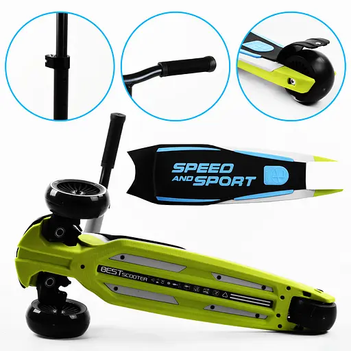 Самокат Maxi Best Scooter 64х18х36 см Чорно-зелений 000231632 - фото 5
