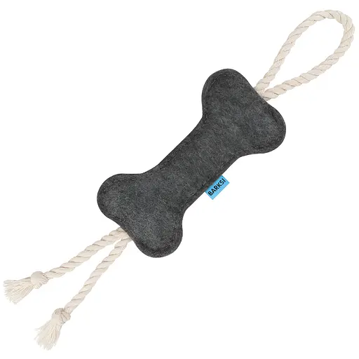 Игрушка для собак Barksi Косточка с канатом S серая - фото 1
