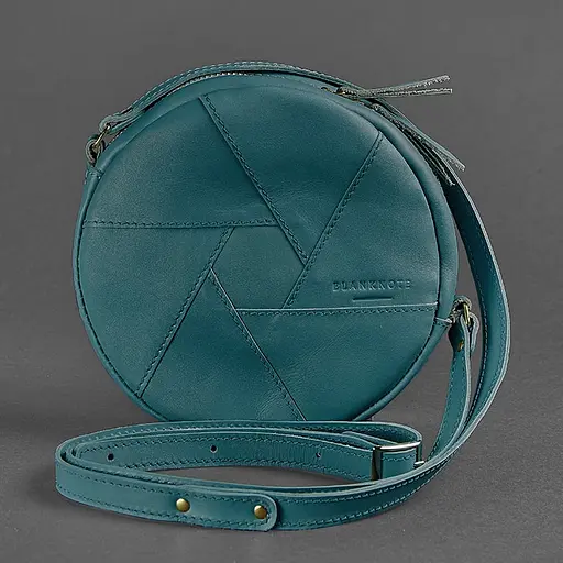 Шкіряна кругла жіноча сумка Бон-Бон зелена - фото 4