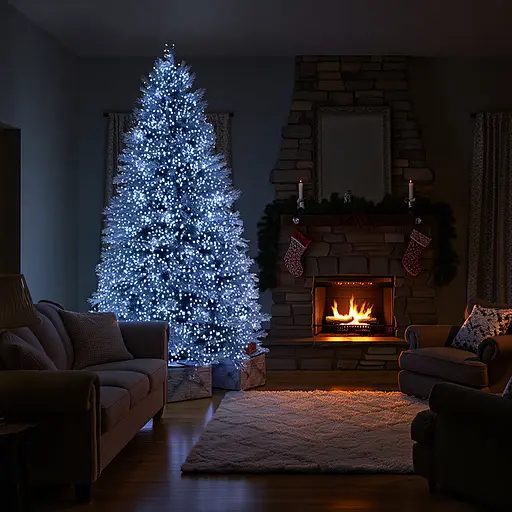 Новорічна гірлянда кімнатна роса Garlando D1500L50MGW 50 м 1500 LED Хвойна лапа зелений провід Біле сяйво 