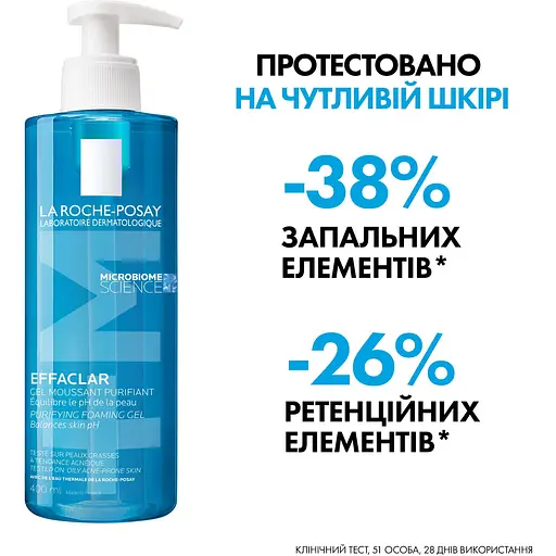 Набір La Roche-Posay Effaclar: Очищувальний гель-мус  для жирної та проблемної шкіри 400 мл Гідроколоїдні мультифункціональні патчі Duo+ M Patch для захисту точкової дії 22 шт. - фото 7