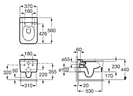 Унітаз підвісний Roca Inspira Square A346537000, Білий - фото 2