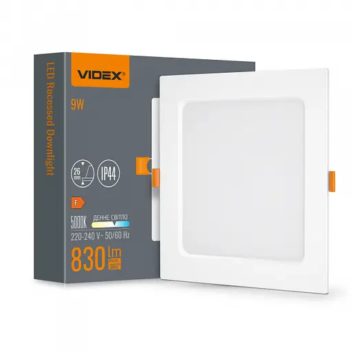 LED світильник Back вбудований квадрат VIDEX 9W 5000K - фото 1