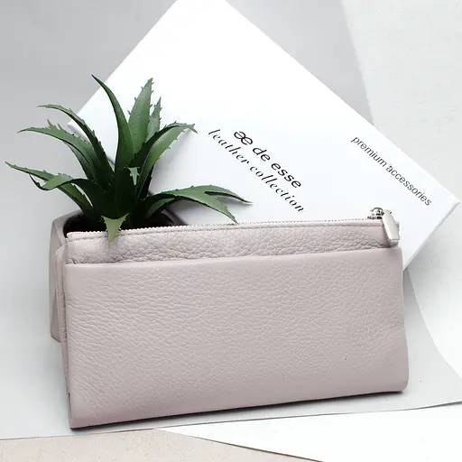 Гаманець шкіряний жіночий De Esse LC89008-F9925 на магнітах світло-бежевий - фото 2