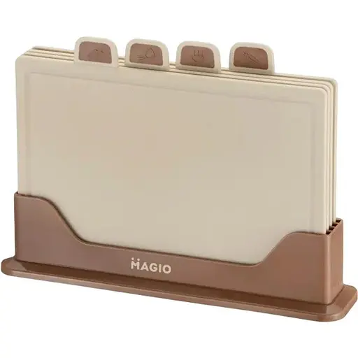 Набір обробних дощок Magio MG-1255B на підставці щільні 5 предметів Бежевий - фото 1