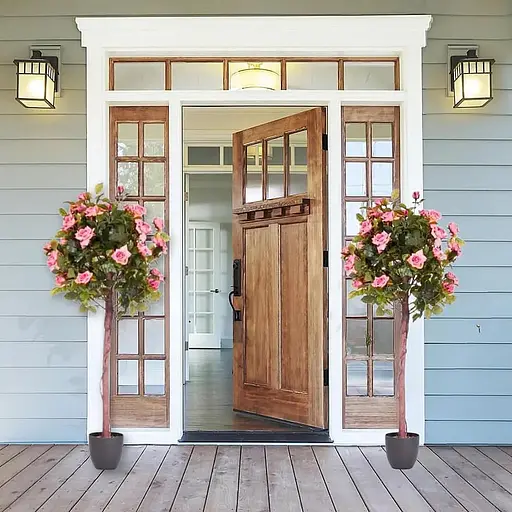 Троянда штучна висока на штамбі 120 см у горщику ніжно-рожева - фото 4