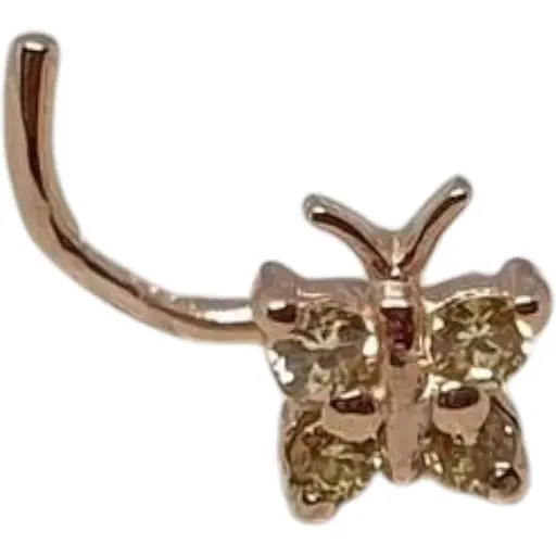 Золота сережка-пірсинг Dear в ніс Dear з фіанітами. 1041.10 Шампань