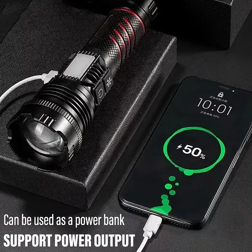 Ручной фонарь BL-A93-GT200 + COB zoom + PowerB + Type-C + 26650 - фото 5