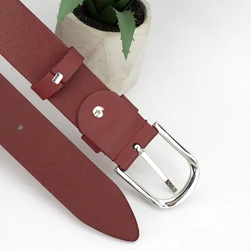 Ремень женский темно-красный кожаный HC-3452 (125 см) - фото 5