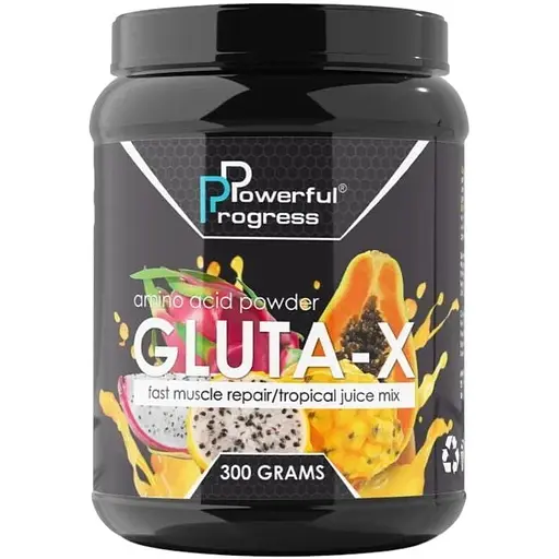 Амінокислота Powerful Progress L-Glutamine, 300 грам - Фруктовий пунш