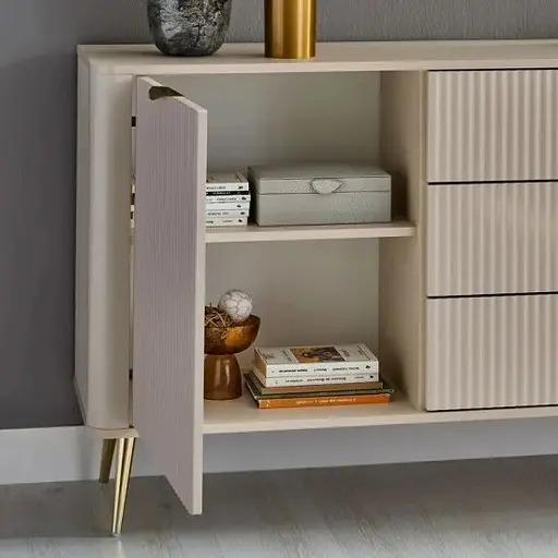 Комод Perfect Home Ланте / Lante 1-дверний з 3 шухлядами і золотими ніжками 1D3S/138 Беж (PFH-091116) - фото 9