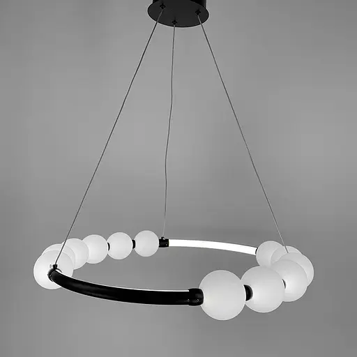 Черная люстра Nordic Pearl с плафонами-жемчужинами на 3 режима Line F | Ст. SG33-600 BK - фото 5